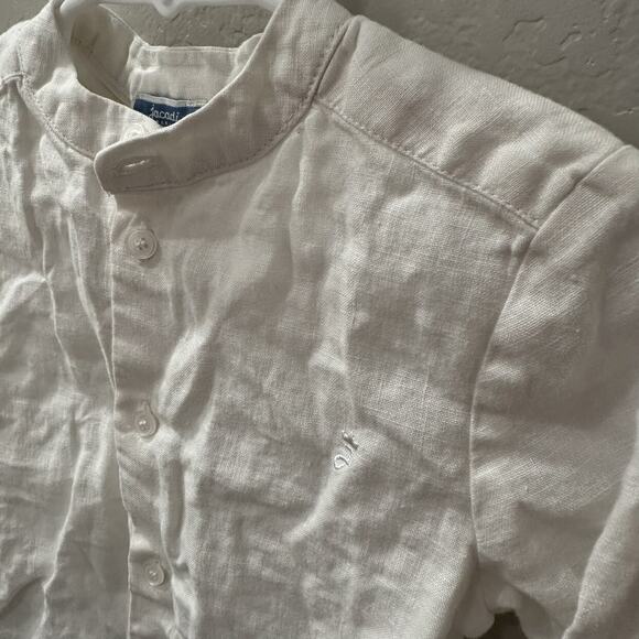 Jacadi White Linen Long Sleeve Button Up Shirt - Picture 2 of 6